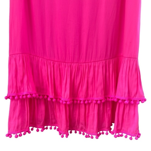 Lilly Pulitzer Natashia Pom Pom Mini Dress Pink Ruffle Hem Size Medium - Picture 4 of 11